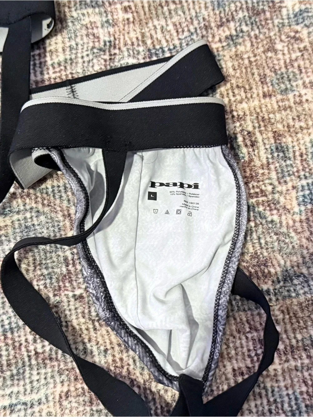 2-Pack Papi Men's Jockstraps in Black and Gray Bandana Print